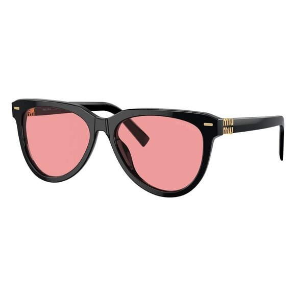 New MIU MIU Black Aviator SMU 12Z 16K-1D0 Sunglasses Women - Picture 1 of 6